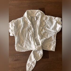 Mango white collar cropped button up